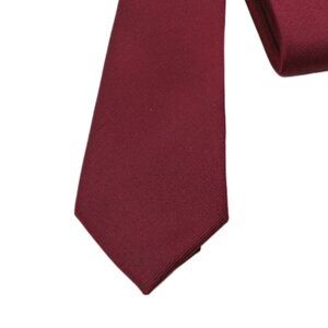 Primark Silk Tie Men's 60” Solid Burgundy Preppy Academia Power Skinny New